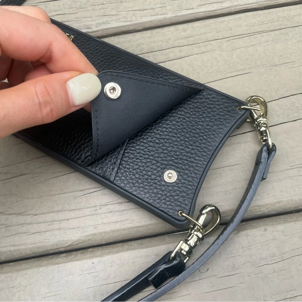 Bandolier Emma Pebble Leather Case Crossbody in Black for iPhone 13 Pro Max